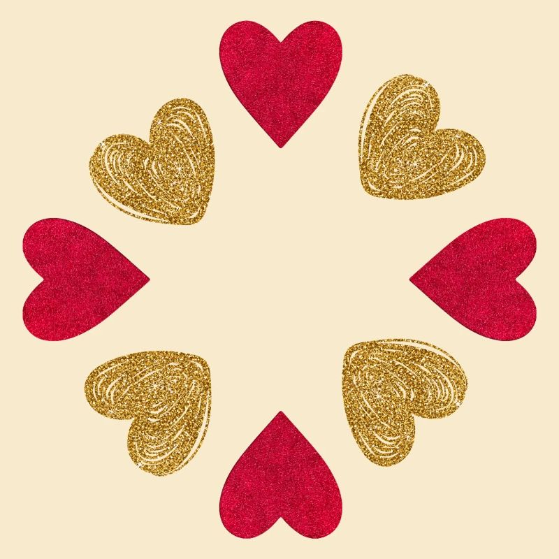 Kreis der Herzen Glitzer Rotgold