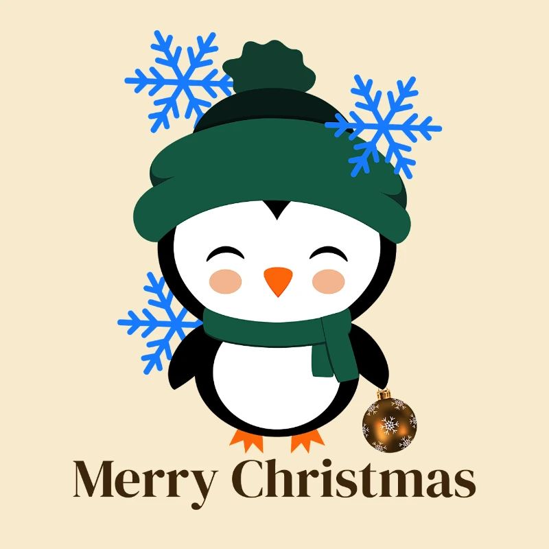 Winterpinguin mit Schneeflocken