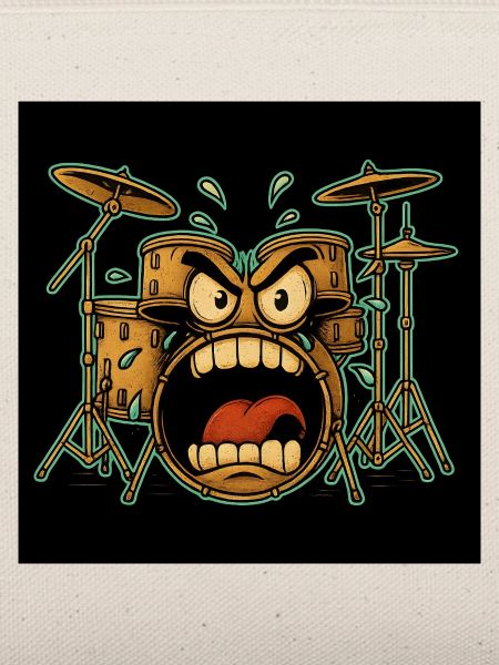 Wütendes Drumset Cartoon