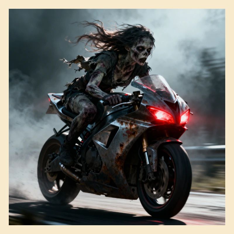 Zombie Rider sur une machine rouillée