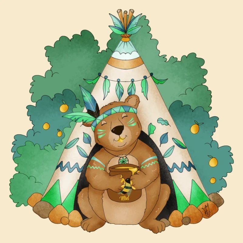 ours devant son tipi