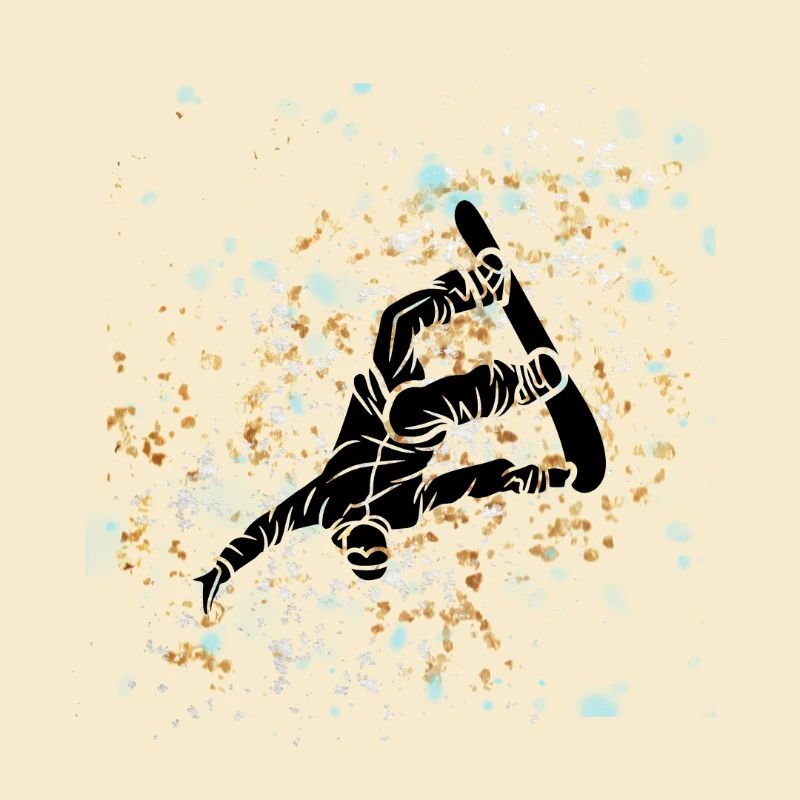 Blue-gold splashed snowboard
