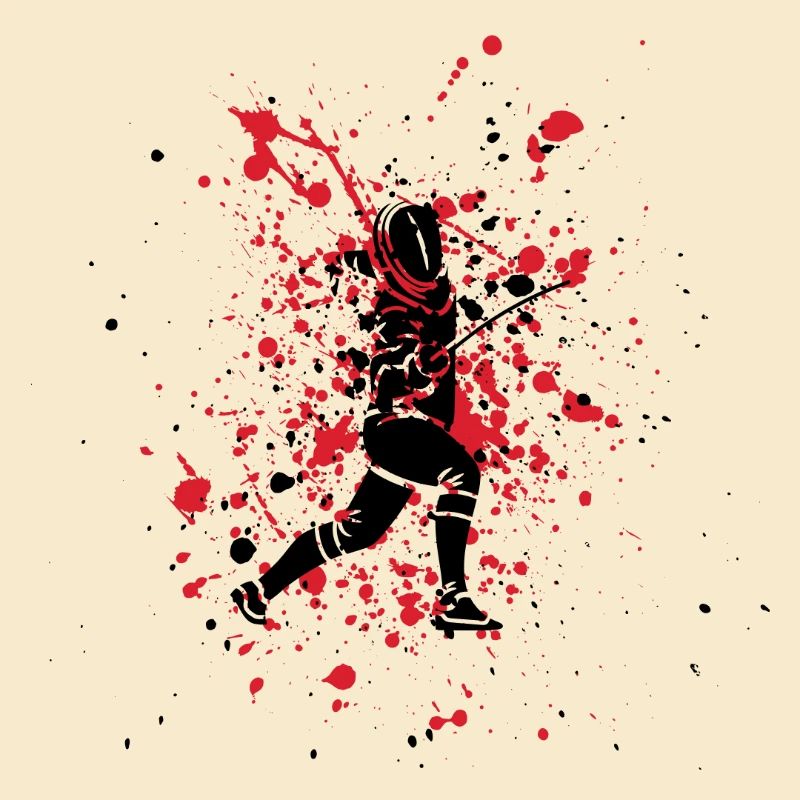 Escrimeur éclaboussures rouges