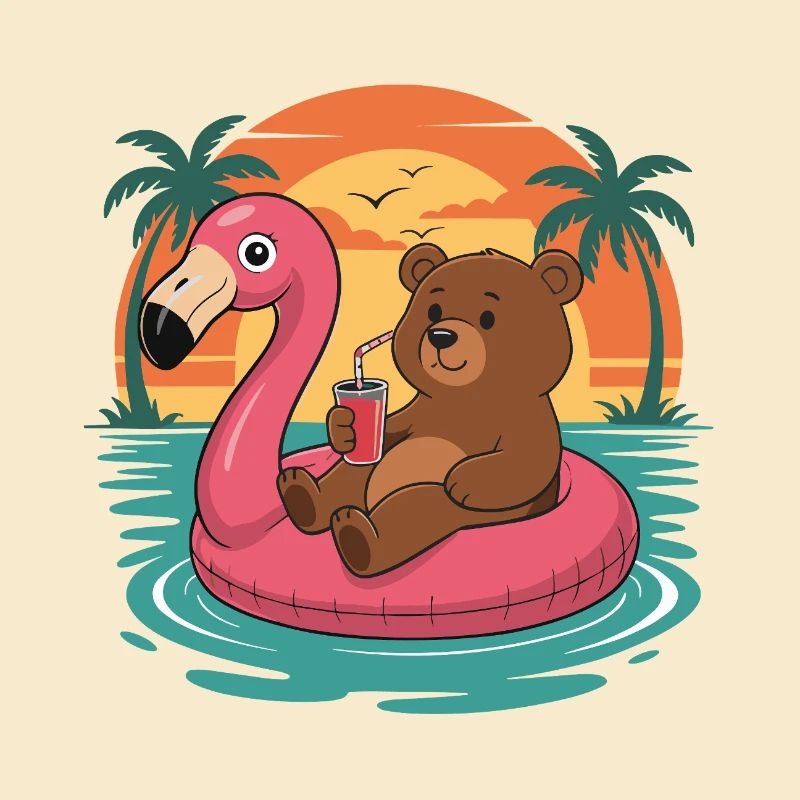 Lustiger Bär tropischer Sommerflamingo-Float