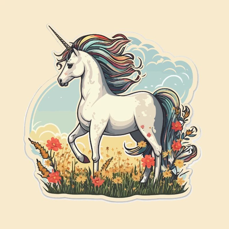 Licorne dans le champ de soleil