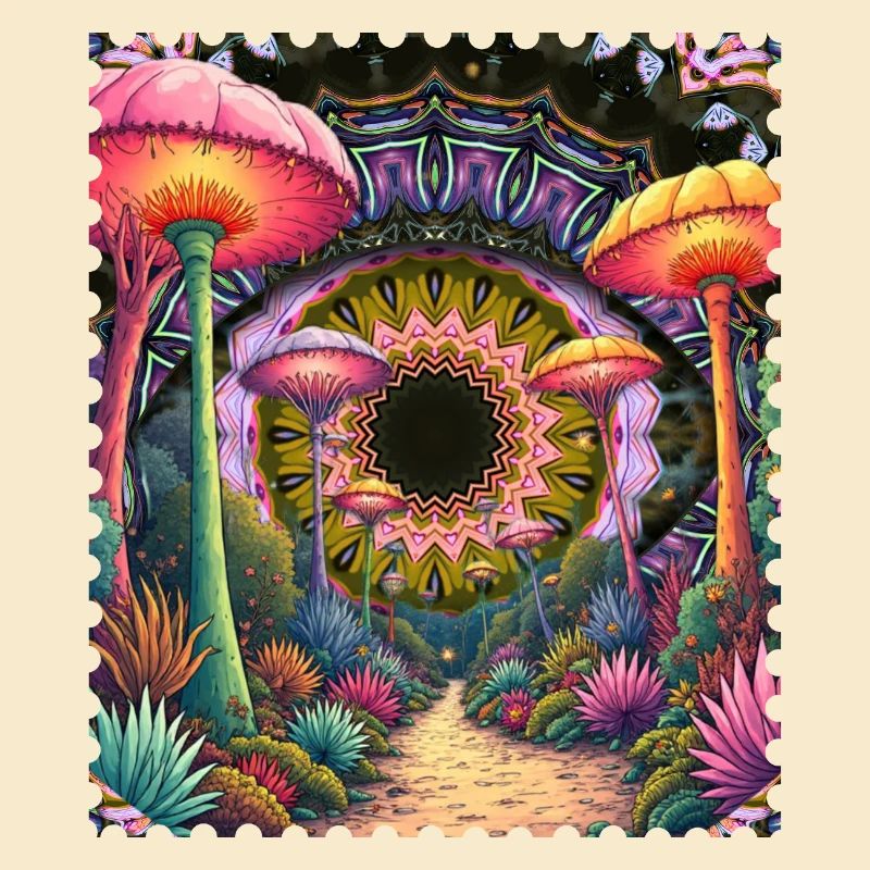 Psychedelischer Pilzpfad Mandala