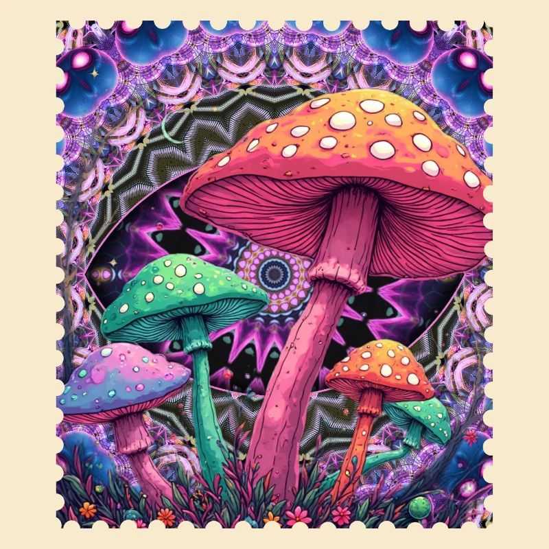 Psychedelische Pilz-Formen Neon