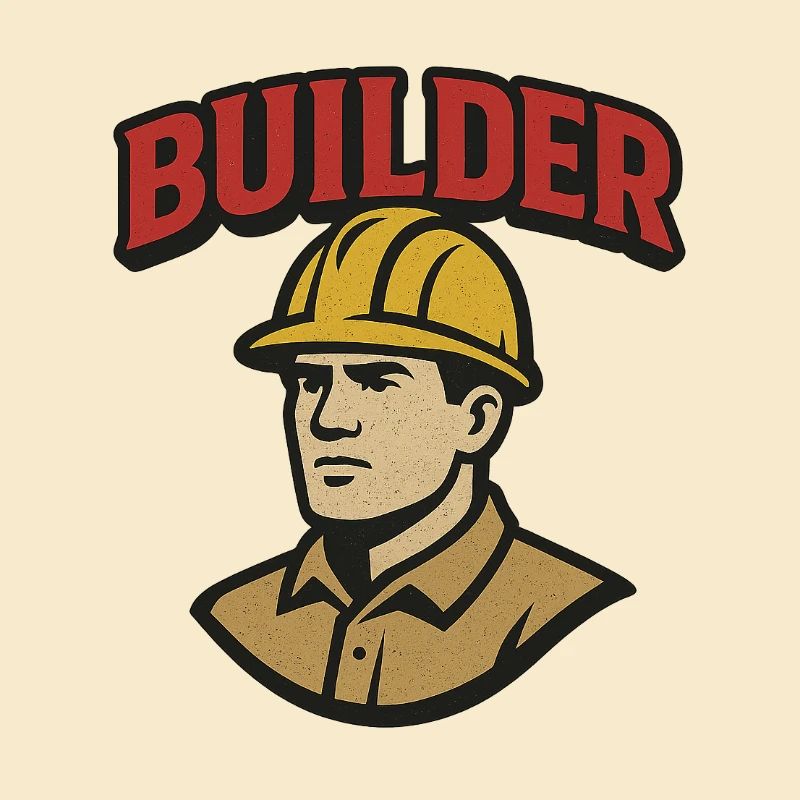 Bauarbeiter Retro-Logo mit Helm