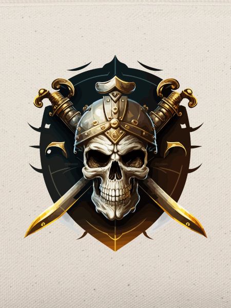 Schädelkrieger mit Helm und Klingen