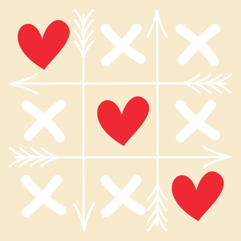 Tic Tac Toe Hearts Cute Matching Couples Valentine