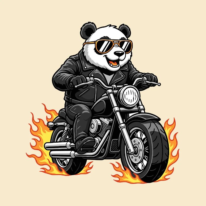 Cool Biker Panda Motorradflammen