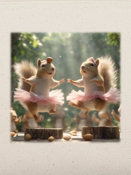 Ballett Eichhörnchen im Tutu mit Eicheln