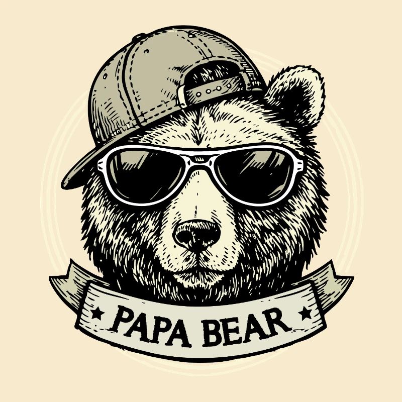 Papa Bear Vintage Retro Cool Dad Gift