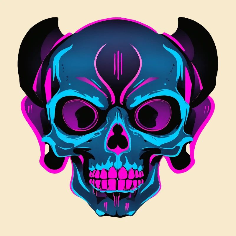 Neon Skull mit Kopfhörern