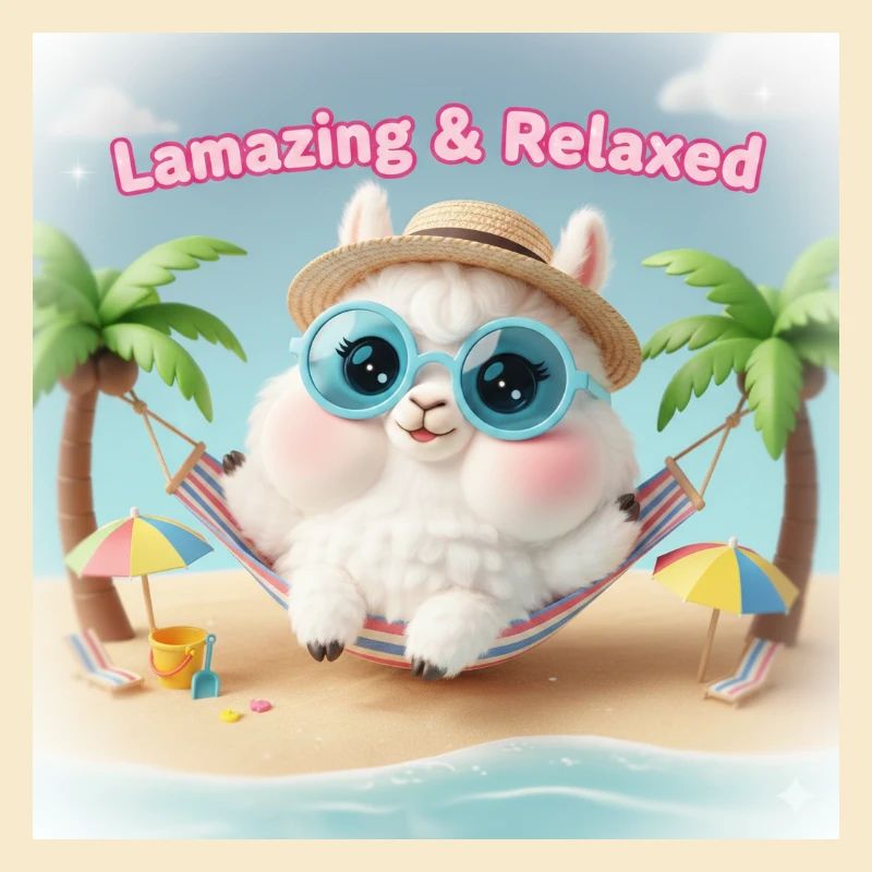 Llama Relax Beach Blue Glasses