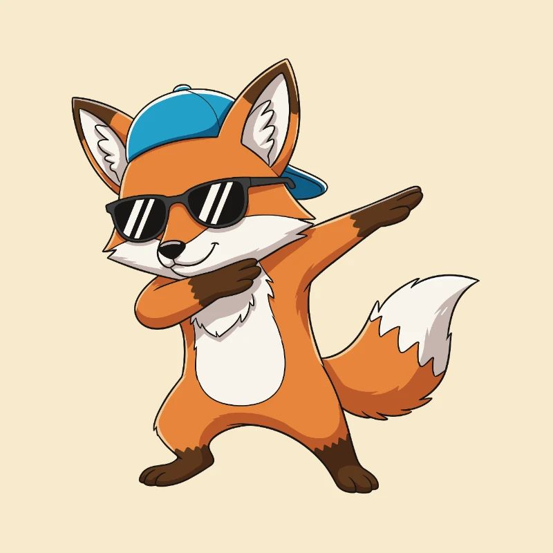 Cool Dabbing Fox Sunglasses Cartoon-Kunst