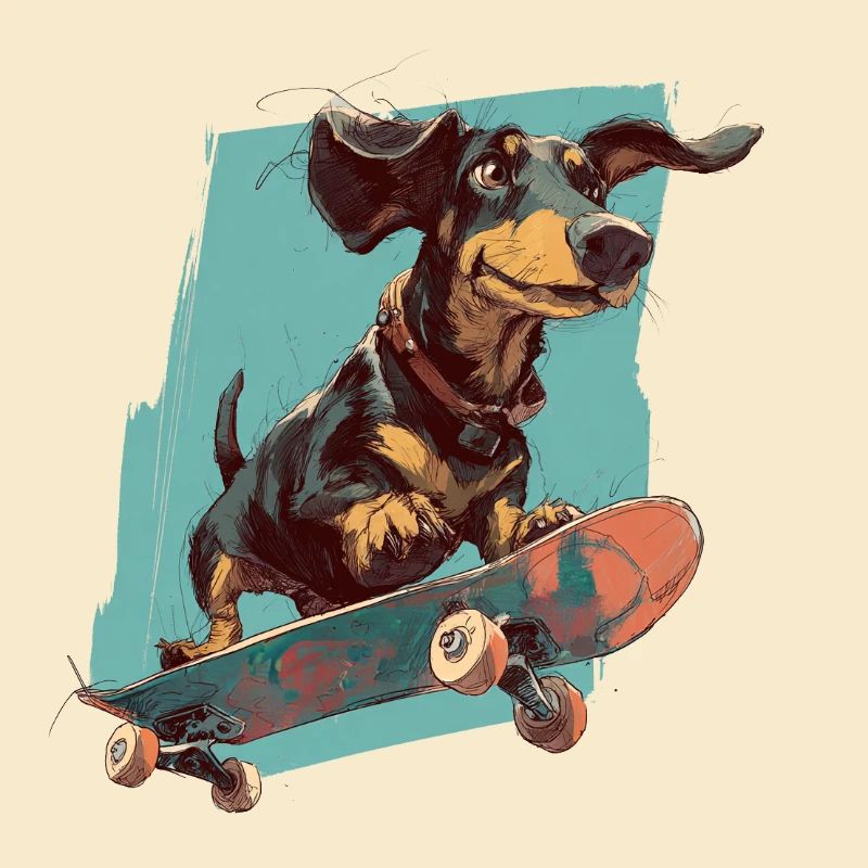 Skateboard-Dackel