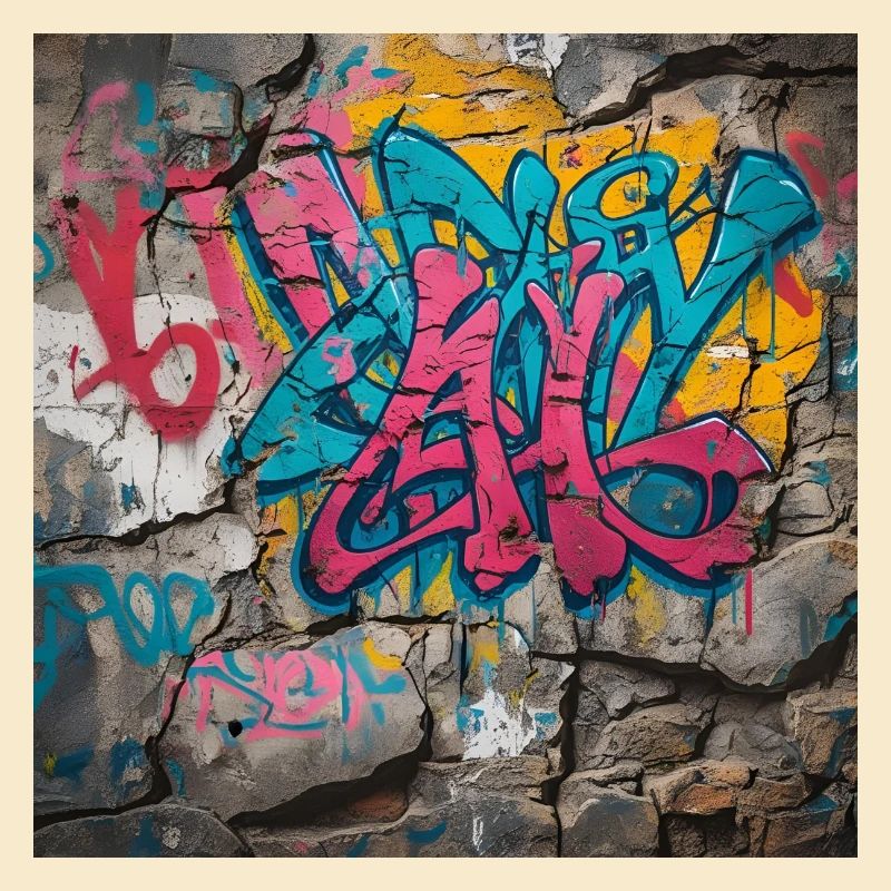Graffitis colorés sur un mur de pierre