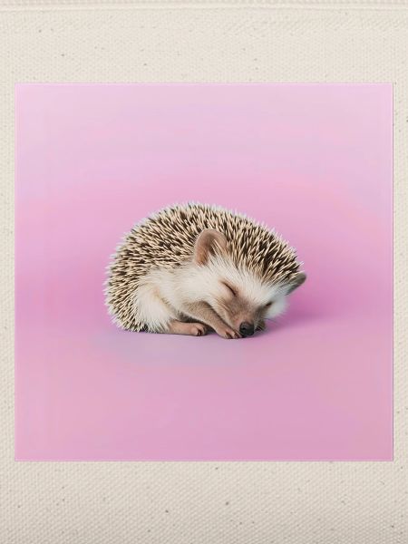 Schlafender Igel auf blassrosa Hintergrund
