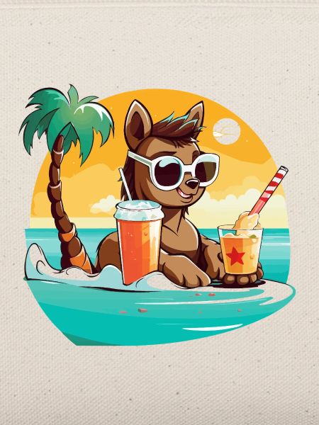 Lama am Strand im Sonnenlicht