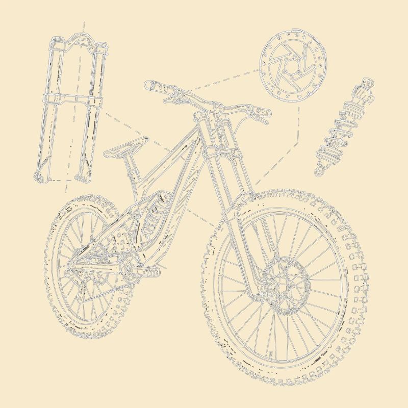 MTB Geometry Sketch: Downhill Exploded Drawing
