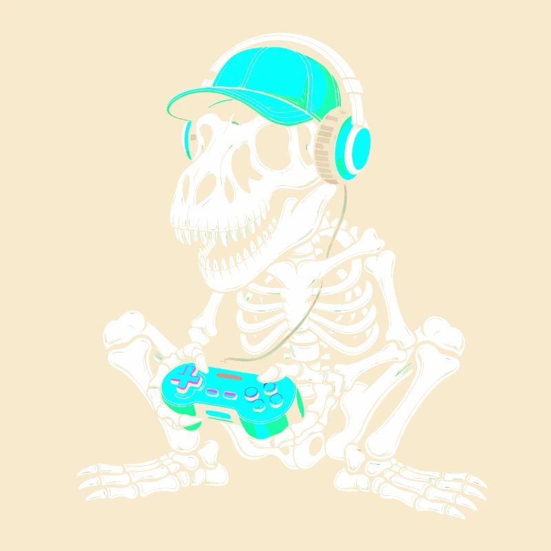 Skeleton DJ with controller and headset