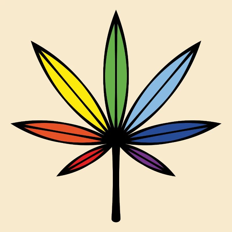 Cannabis / Marijuana / Hemp (Outline / Rainbow)