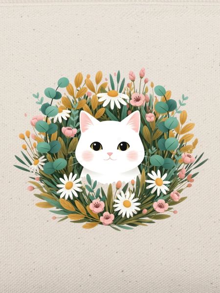 Katzenkopf im Blumenkranz