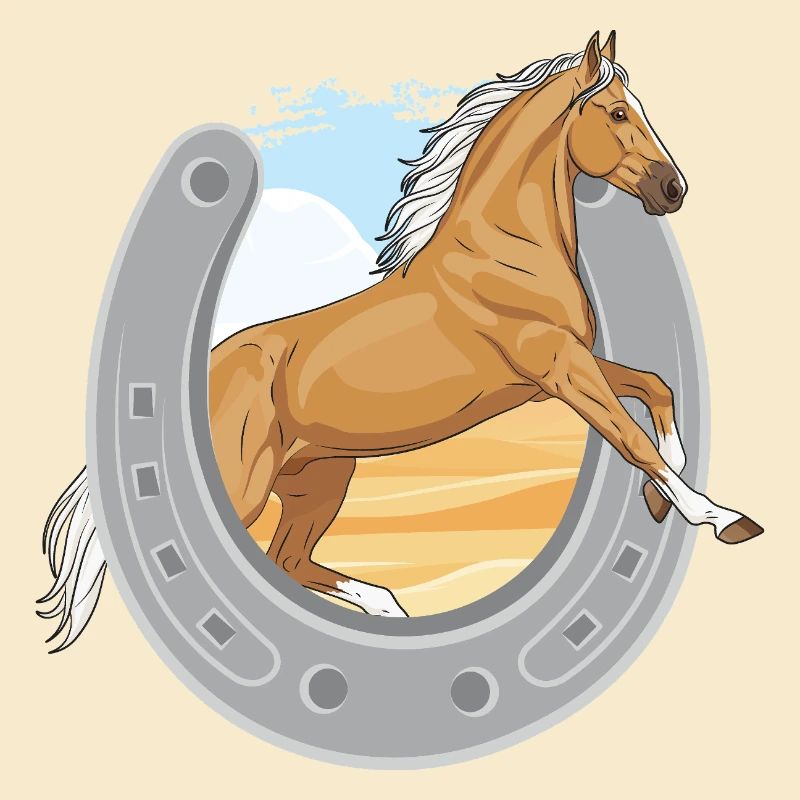 Ein springendes Palomino-Pferd, das ein Eisen durchbohrt