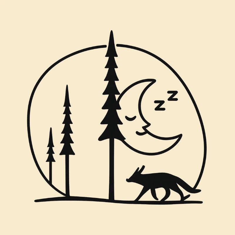 Lunar Night Fox Forest Silhouette Fans Gift