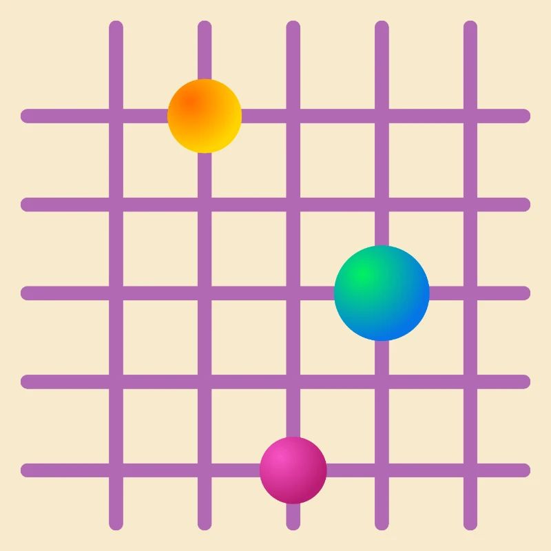 Farbiges Kugelraster im Grid-Design