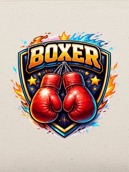 Kämpferisches Boxlogo mit Handschuhen
