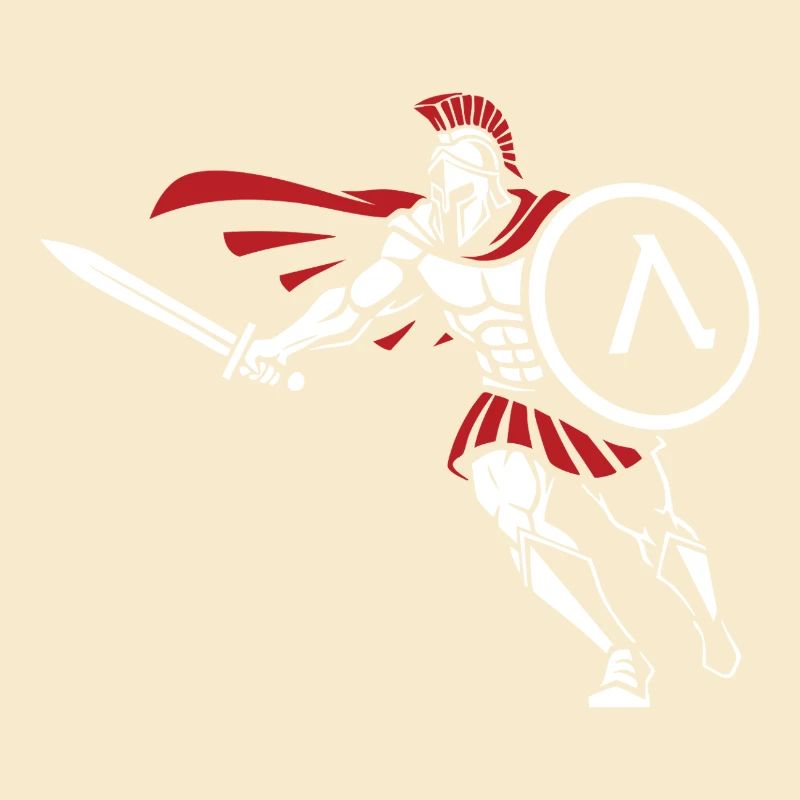 Spartiate Attaque Épée Bouclier Mascotte Spartan