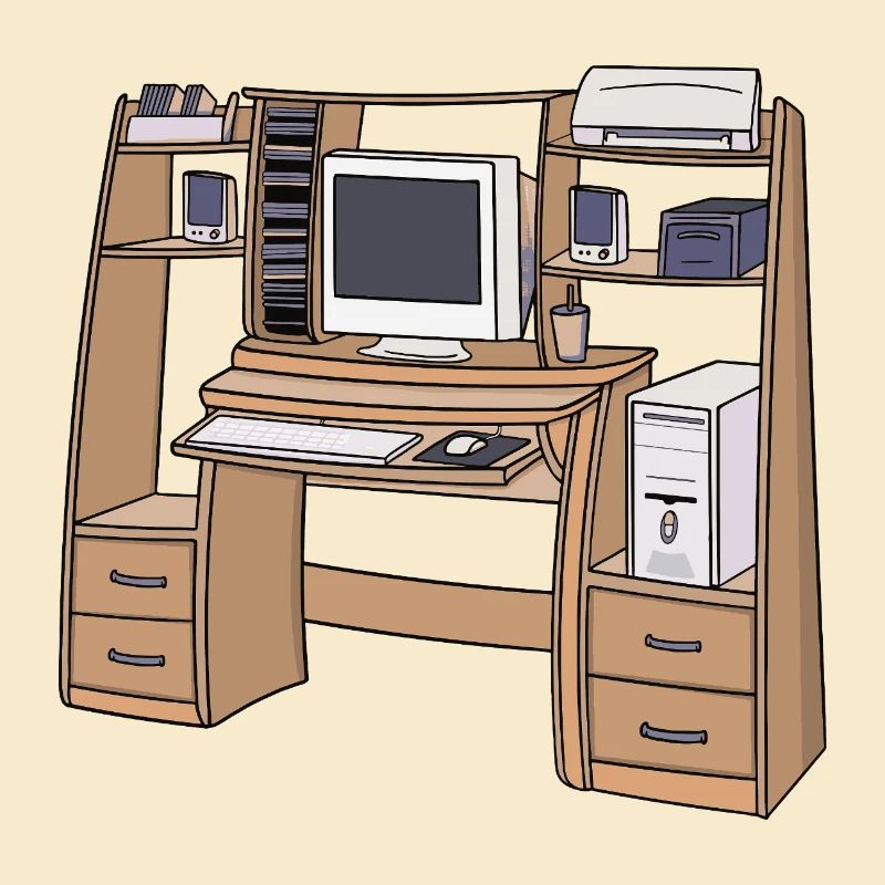 Retro-Computerschreibtisch-Setup 90er 2000er Nostalgie
