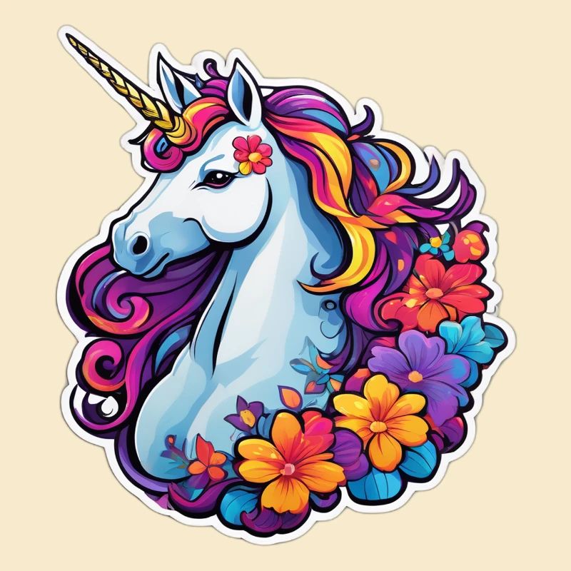 Regenbogenblumen-Einhorn
