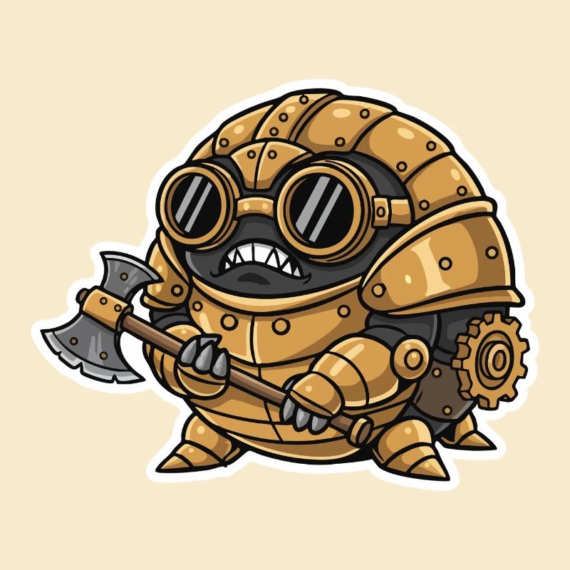 Sowbug Warrior Steampunk Axe Copper Armor