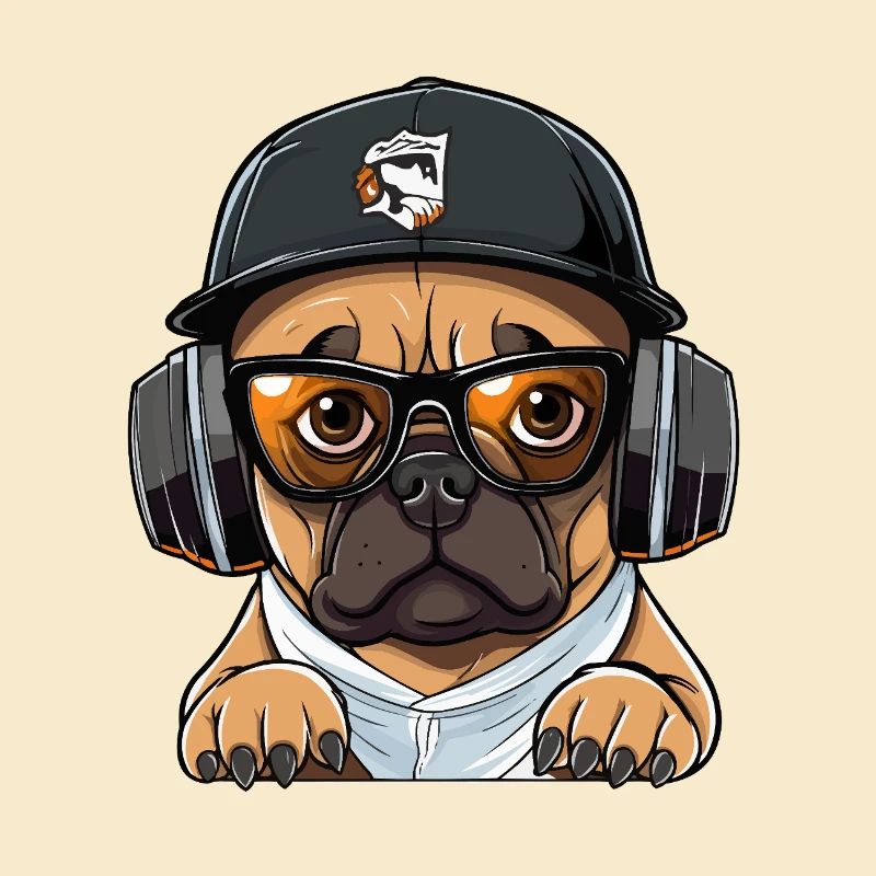 DJ Hund mit Kopfhörern