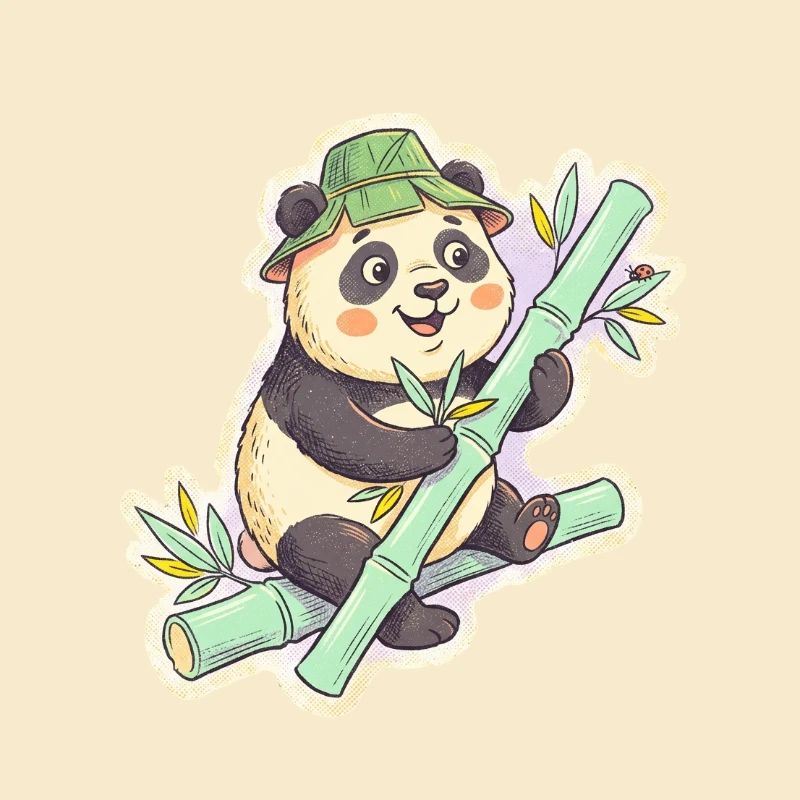 Panda sur le chemin de bambou