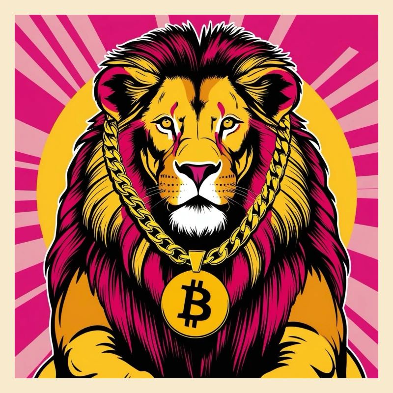 Krypto-Löwe Neon Pop Kunst
