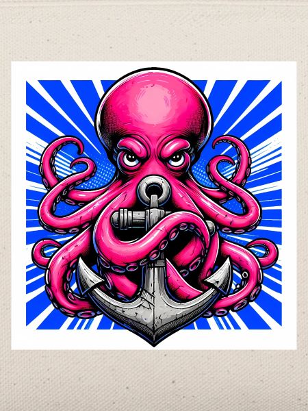 Oktopus umarmt einen Anker