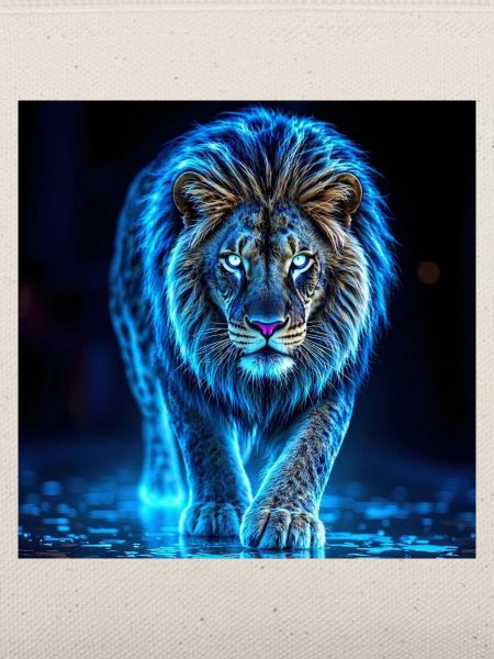 Neonblaue Löwen-Aura