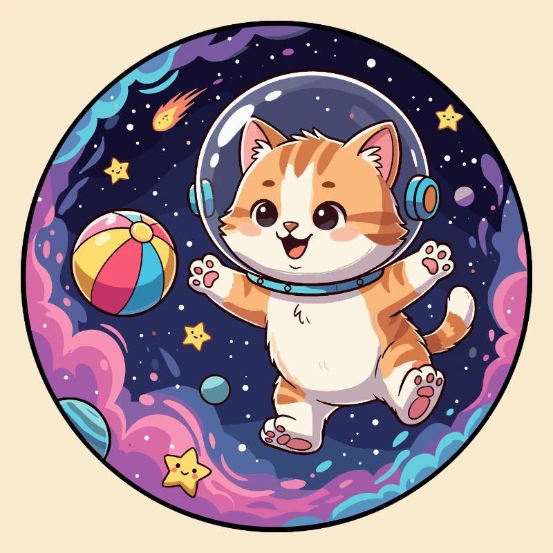 Astronaute chat dans l’espace coloré
