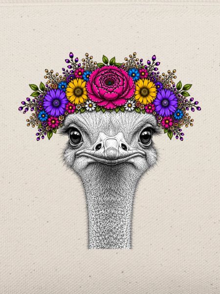 Strauß mit buntem Blumenkranz