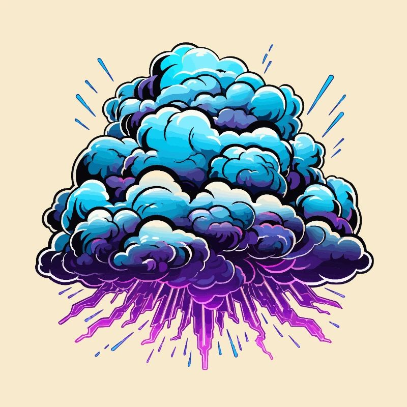 Blue Cloud Pop Explosion de néon