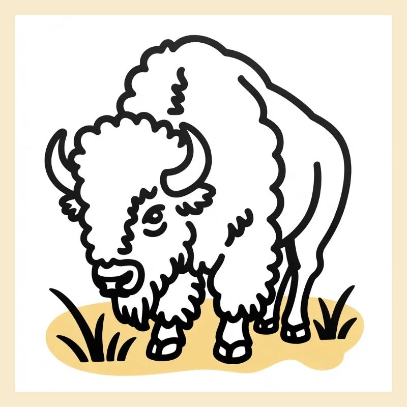Bison on yellow grass