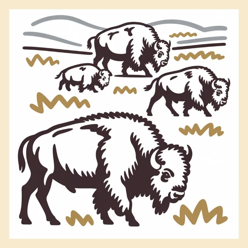 Bisonherde auf der Steppe