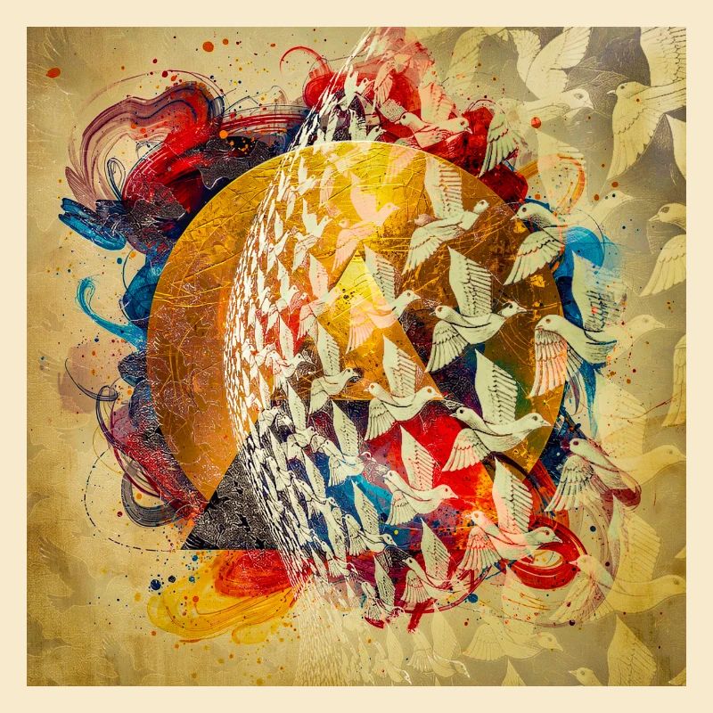Colorful Bird Circle Flight