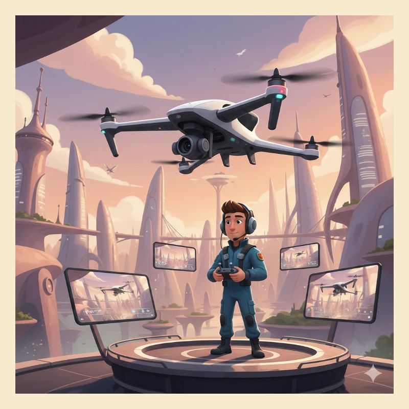 Drone Pilot in Neon Town
