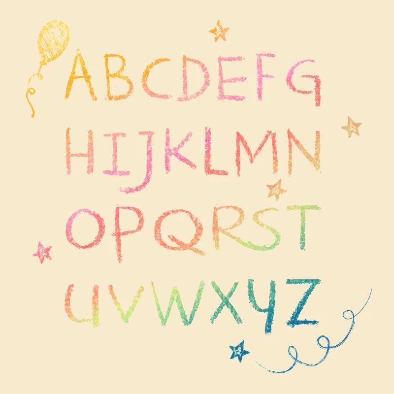 Regenbogen Kreide-Alphabet mit Sternchen