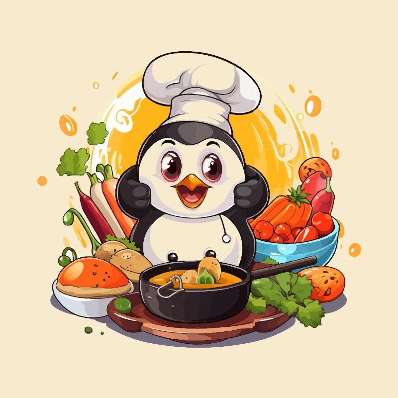 Kitchen Penguin Culinary Art
